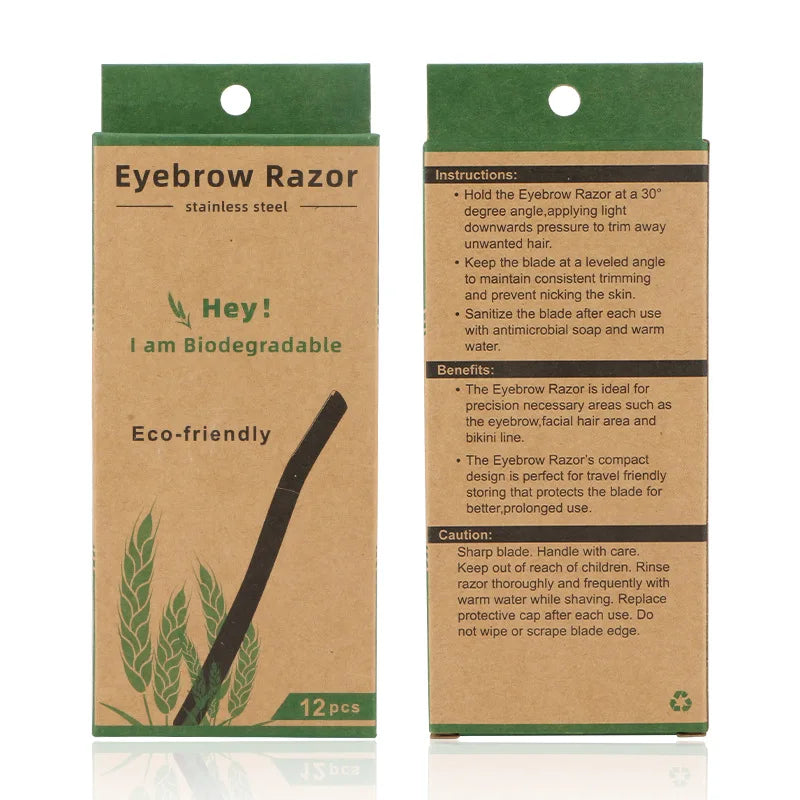 12 Pack - Biodegradable Dermaplaning Blades Kit - Eyebrow Razor - Eco Friendly