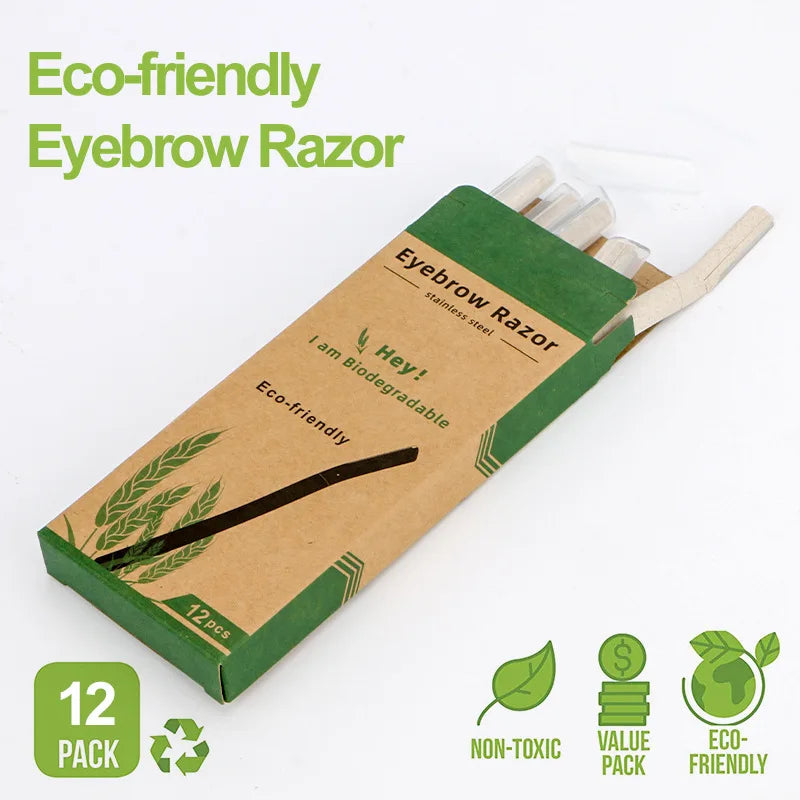 12 Pack - Biodegradable Dermaplaning Blades Kit - Eyebrow Razor - Eco Friendly