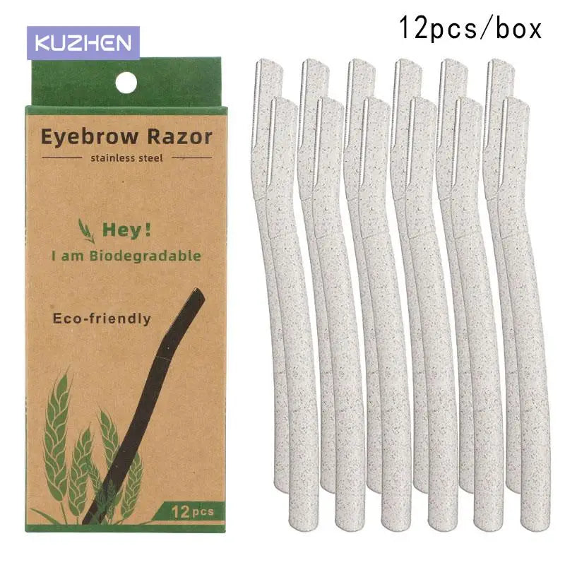 12 Pack - Biodegradable Dermaplaning Blades Kit - Eyebrow Razor - Eco Friendly